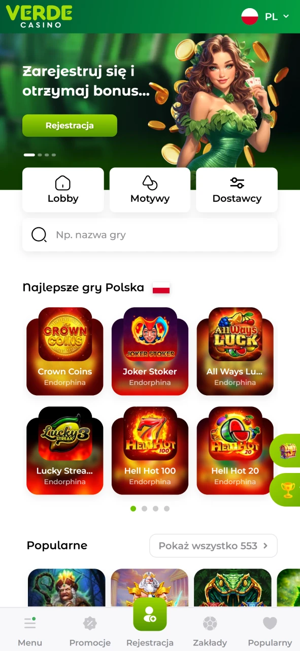 Odwiedź stronę główną aplikacji Verde Casino, aby zapoznać się z najnowszymi grami.
