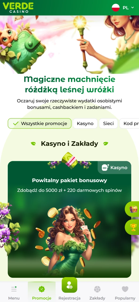Zdobądź najnowsze bonusy w aplikacji Verde Casino.
