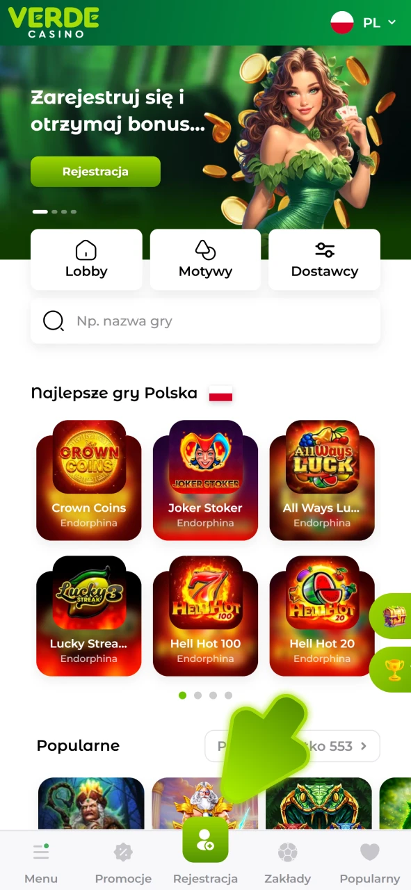 Zarejestruj się w aplikacji iOS Verde Casino, aby rozpocząć obstawianie.