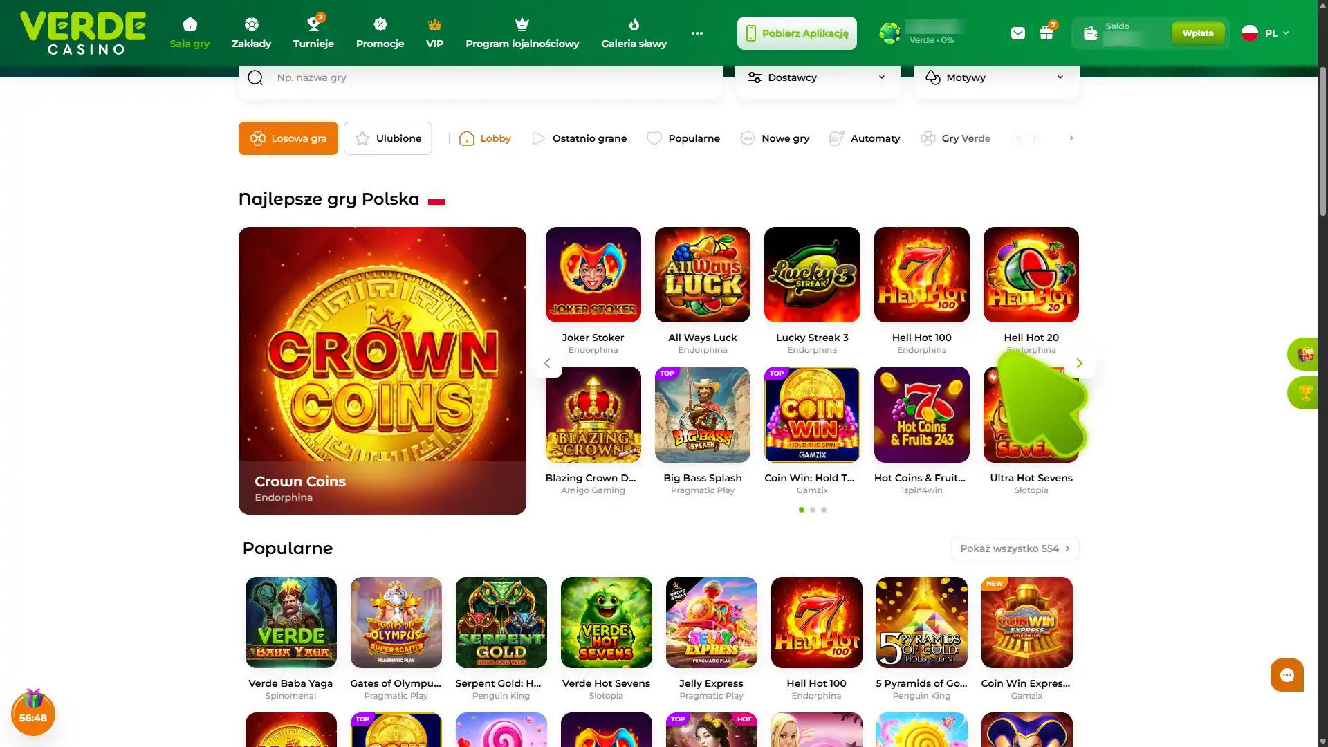 Znajdź grę slotową w Verde Casino.